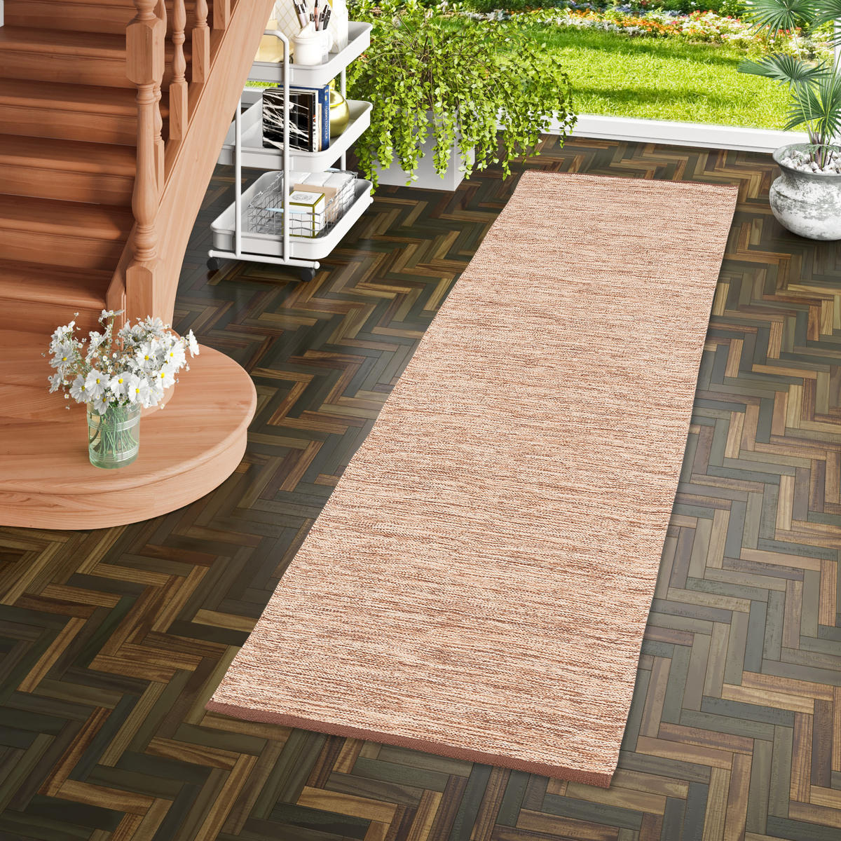 BAUMWOLLE KELIM TEPPICH LÄUFER EASY - Beige, Textil (70/140cm) - Pergamon