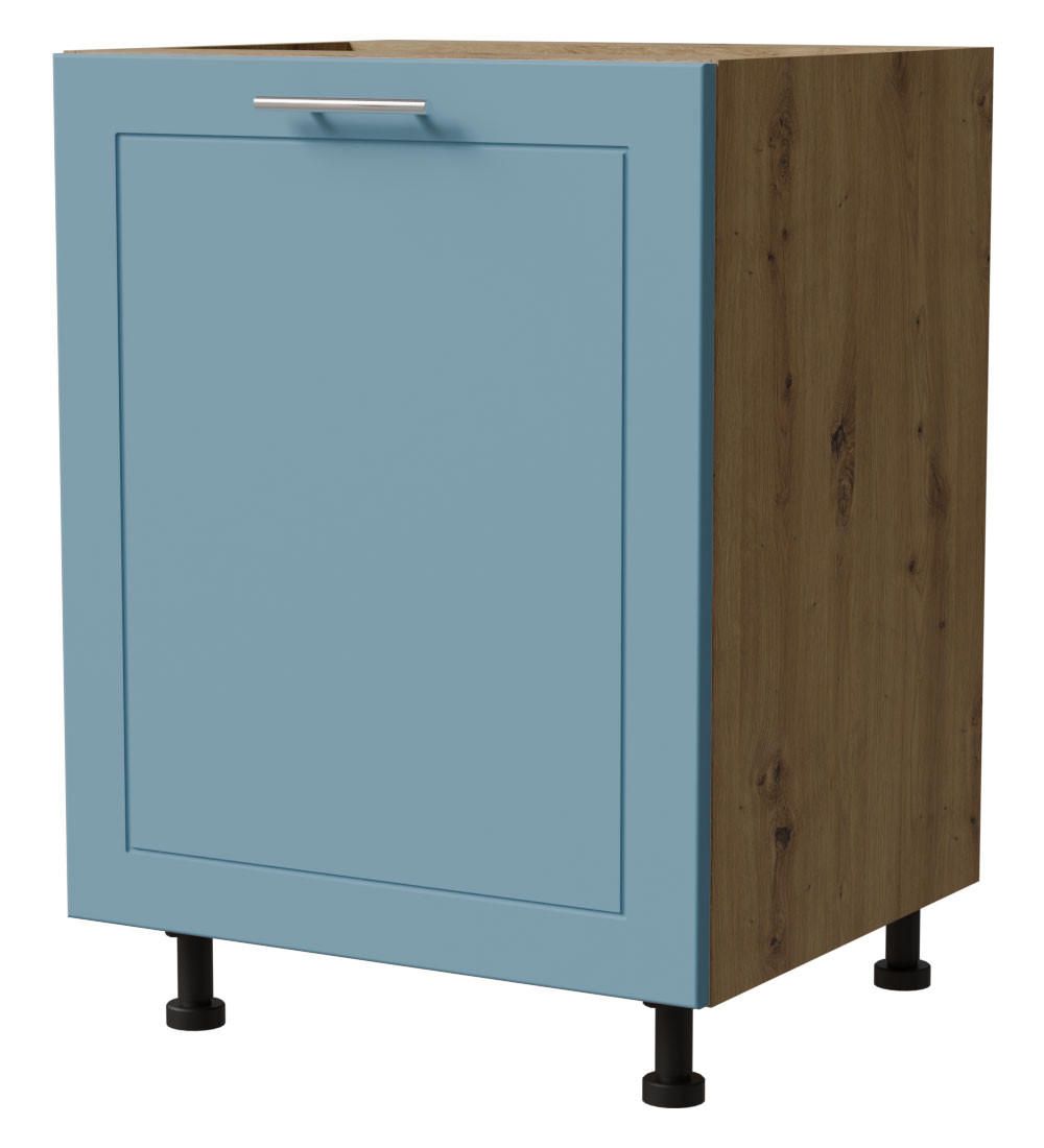 UNTERSCHRANK Bari D1D/60 Eiche Artisan / RAL 5024 pastellblau 60 / 50 / 82cm - Blau/Eiche Artisan, Holz/Holzwerkstoff (60/82/50cm) - Feldmann-Wohnen