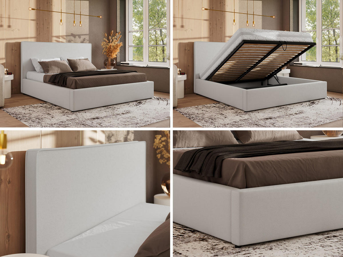 POLSTERBETT CORIVO CLASSIC 160/200 - Weiß Kunstleder - Schaum-Matratze - Weiß, Textil (160/200cm) - MKS