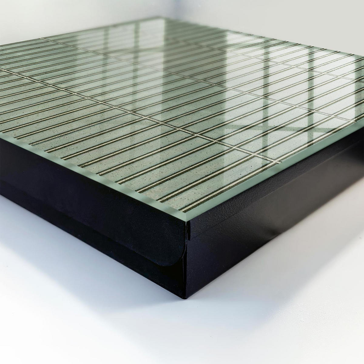 SCHLÜSSELBOX Schwarz 30x30 cm- Türöffnung nach rechts - Grünes Muster - Grün, Metall (30/30/5cm) - TULUP