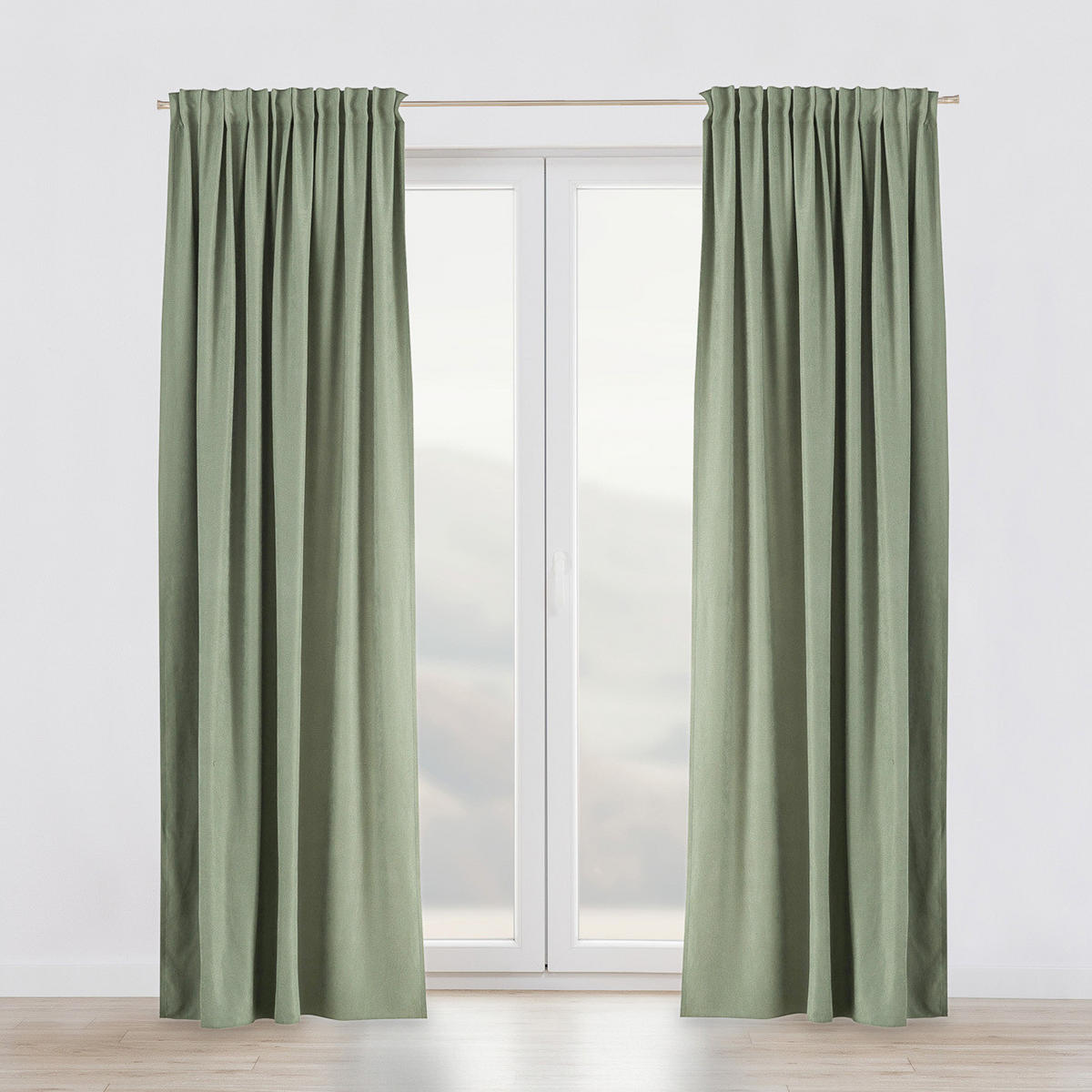 FERTIGVORHANG mit Schlaufenband salbeigrün 140 x 280 cm - Salbeigrün, Textil (140/280/1cm) - Dekoria