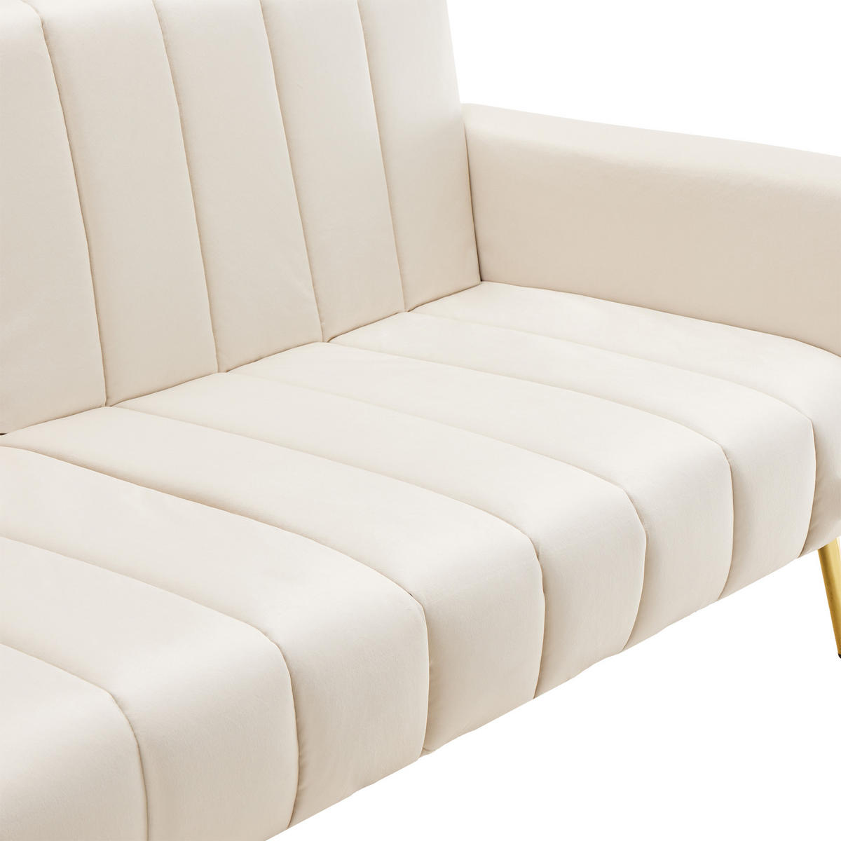 2-SITZER SCHLAFSOFA Samt Beige klappbar mit verstellbarer Rückenlehne und Armlehnen - Beige, Holzwerkstoff/Textil (183/75/76cm) - WISHDOR