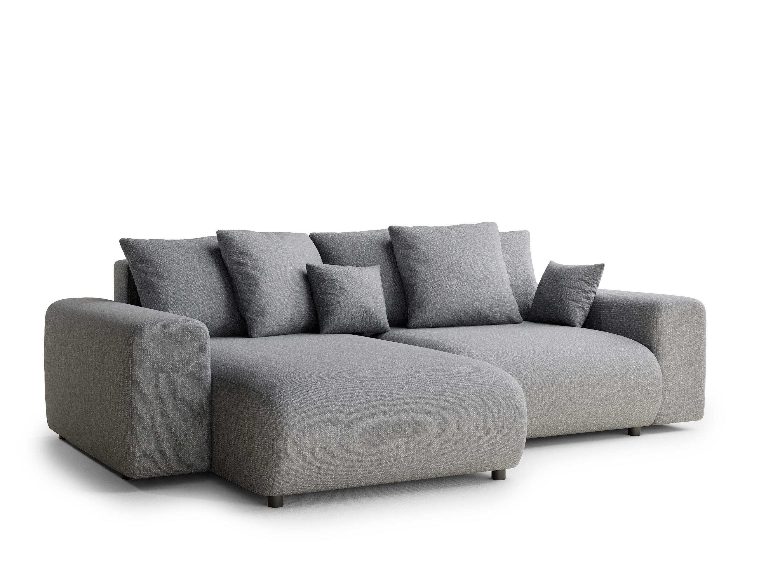 ECKSOFA MIT SCHLAFFUNKTION Solo Grau Webstoff - Schwarz/Grau, Holz/Holzwerkstoff (255/168cm) - Maison de Reve