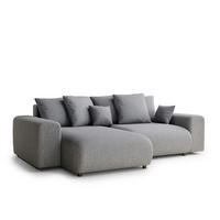 ECKSOFA MIT SCHLAFFUNKTION Solo Grau Webstoff - Schwarz/Grau, Holz/Holzwerkstoff (255/168cm) - Maison de Reve