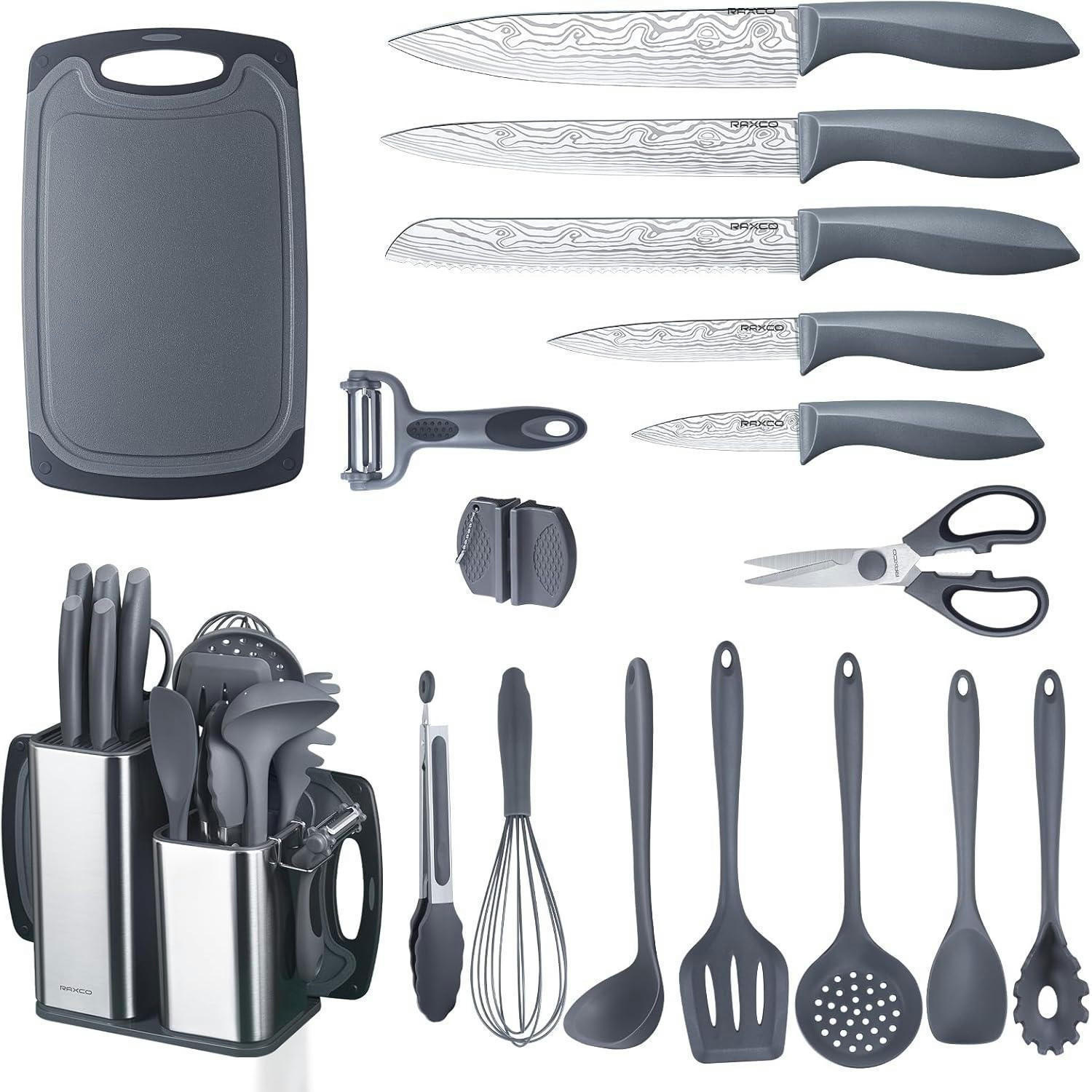 KÜCHENMESSERSET 18-teiliges Set Grau - Multicolor, Metall