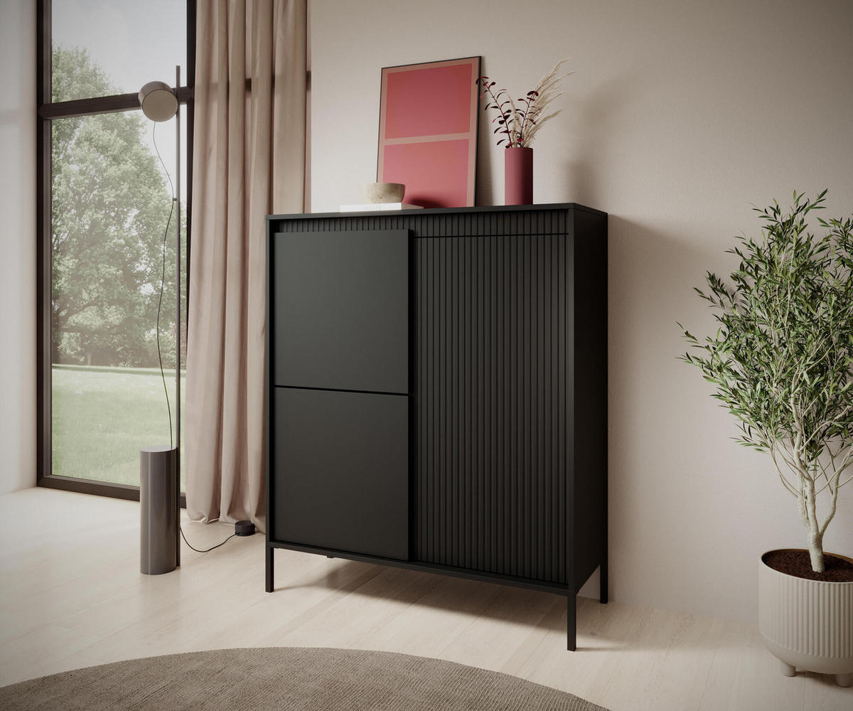SIDEBOARD SENSATION Schwarz 103x39x123 cm - Schwarz, Holzwerkstoff (103/123/39cm) - FURNLUX