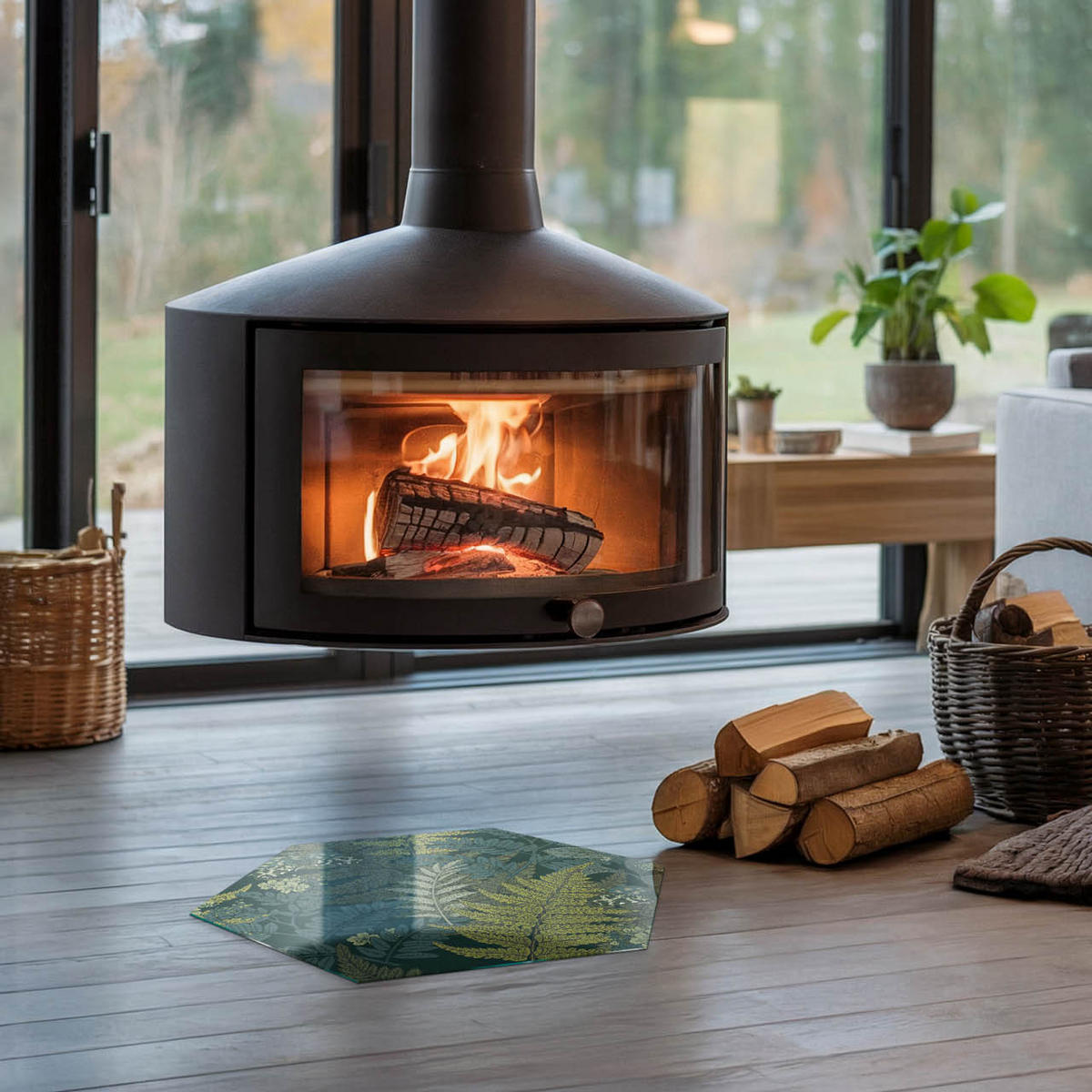 GLASPLATTE für Kamin h40 cm - Grün, Glas (40/40/0.4cm) - TULUP