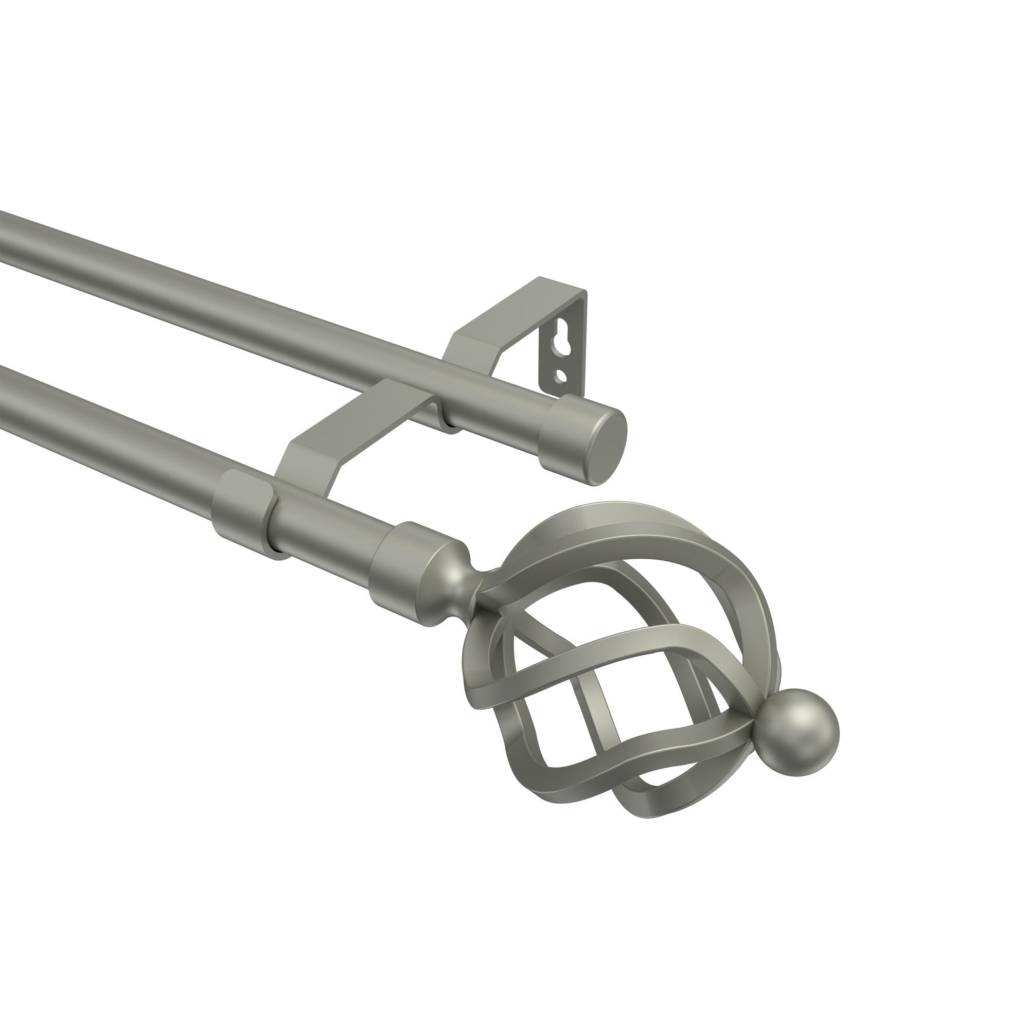 GARDINENSTANGE Olymp Paolo 180 cm, 2-läufig (ohne Ringe), 16 mm Ø Chrom matt - Chromfarben/Nickelfarben, Metall (180cm) - INTERDECO