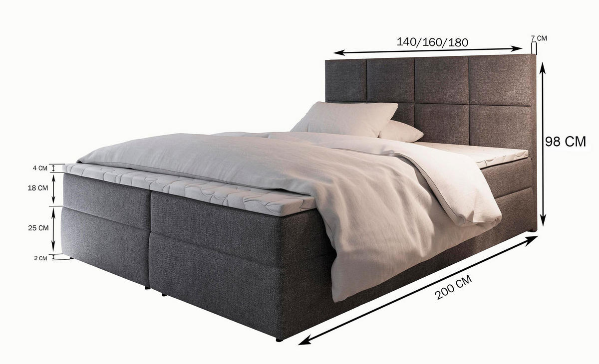 BOXBETT LENA 140x200 cm mit Matratze und Topper - Beige - Beige, Holz (140/200cm) - MASSENO