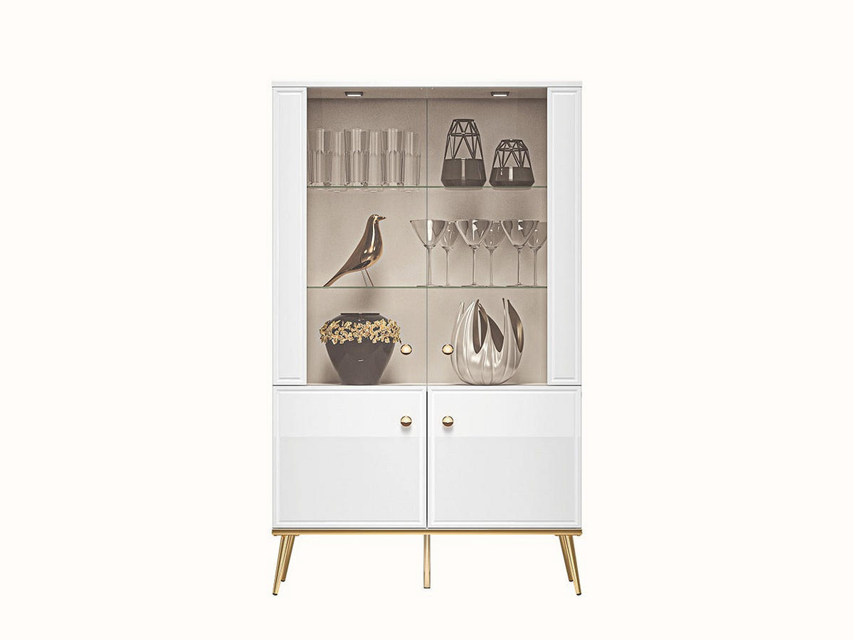 VITRINE – 92 cm – Goldin – Weiß / Eichefarben - Eichefarben/Weiß, Holzwerkstoff (92/152/40cm) - hi-markt