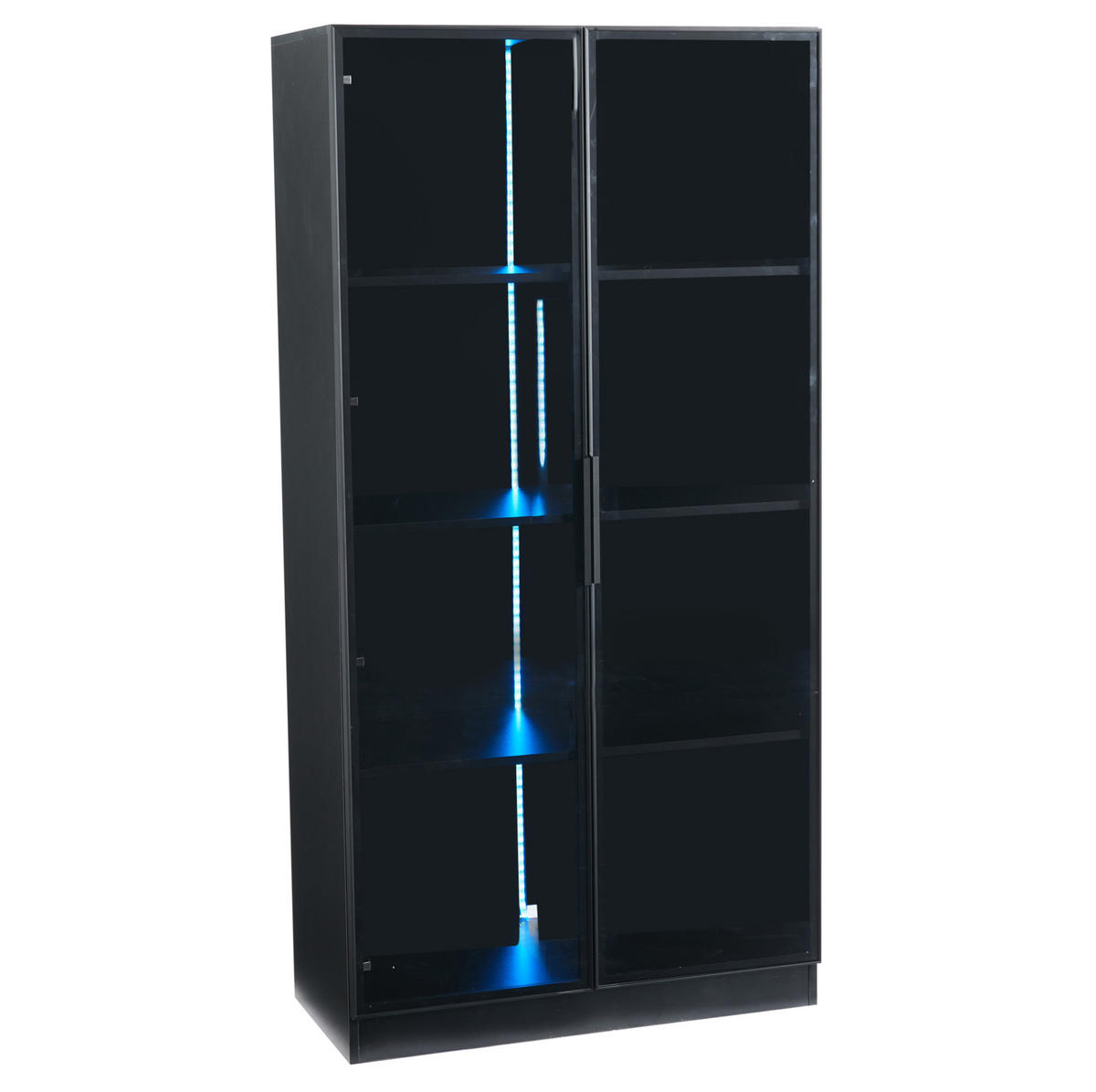 VITRINE mit LED-Beleuchtung 80 x 40 x 160 cm Schwarz 2-türig - Schwarz, Holzwerkstoff (40/160/80cm) - Beauniv
