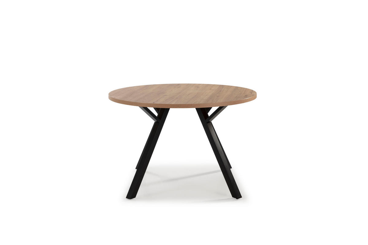 TISCH mit schwarzen Metallbeinen - beni 120/120/77 cm - Braun, Keramik (120/120/77cm) - Calicosy