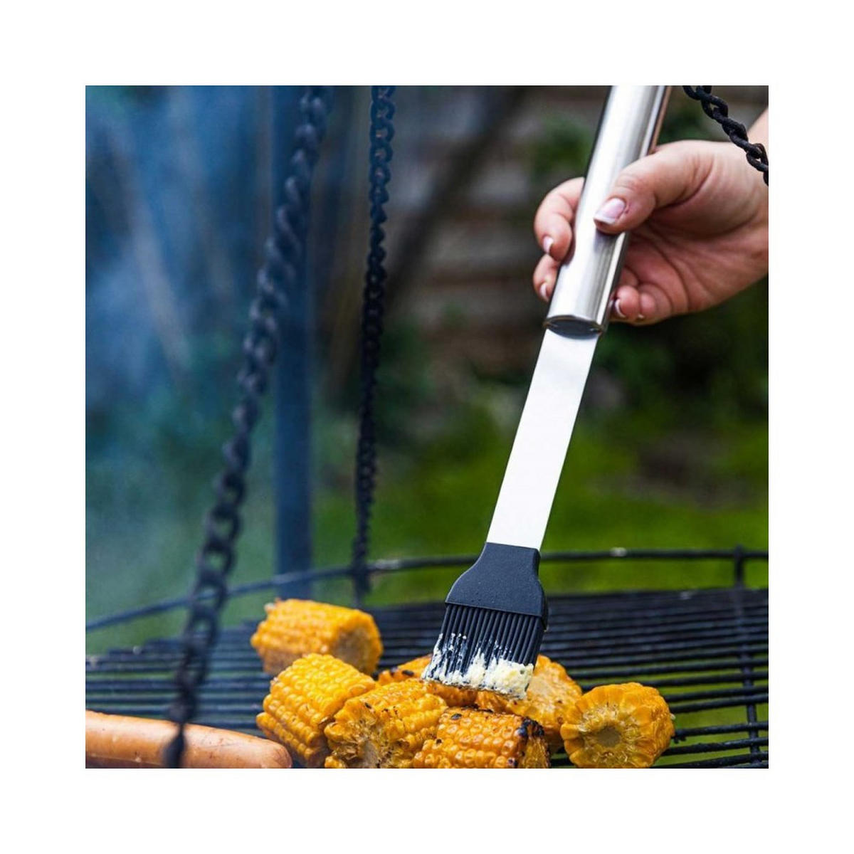 GRILLBESTECK Silber 46/22/8 cm KB7901 - Silberfarben, Metall (22/8/46cm) - Klausberg 
