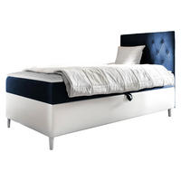 BOXBETT Filip Junior 1, Seite zum Öffnen des Bettkastens: Rechts - Blau/Weiß, Holz (90/200cm) - MIRJAN24