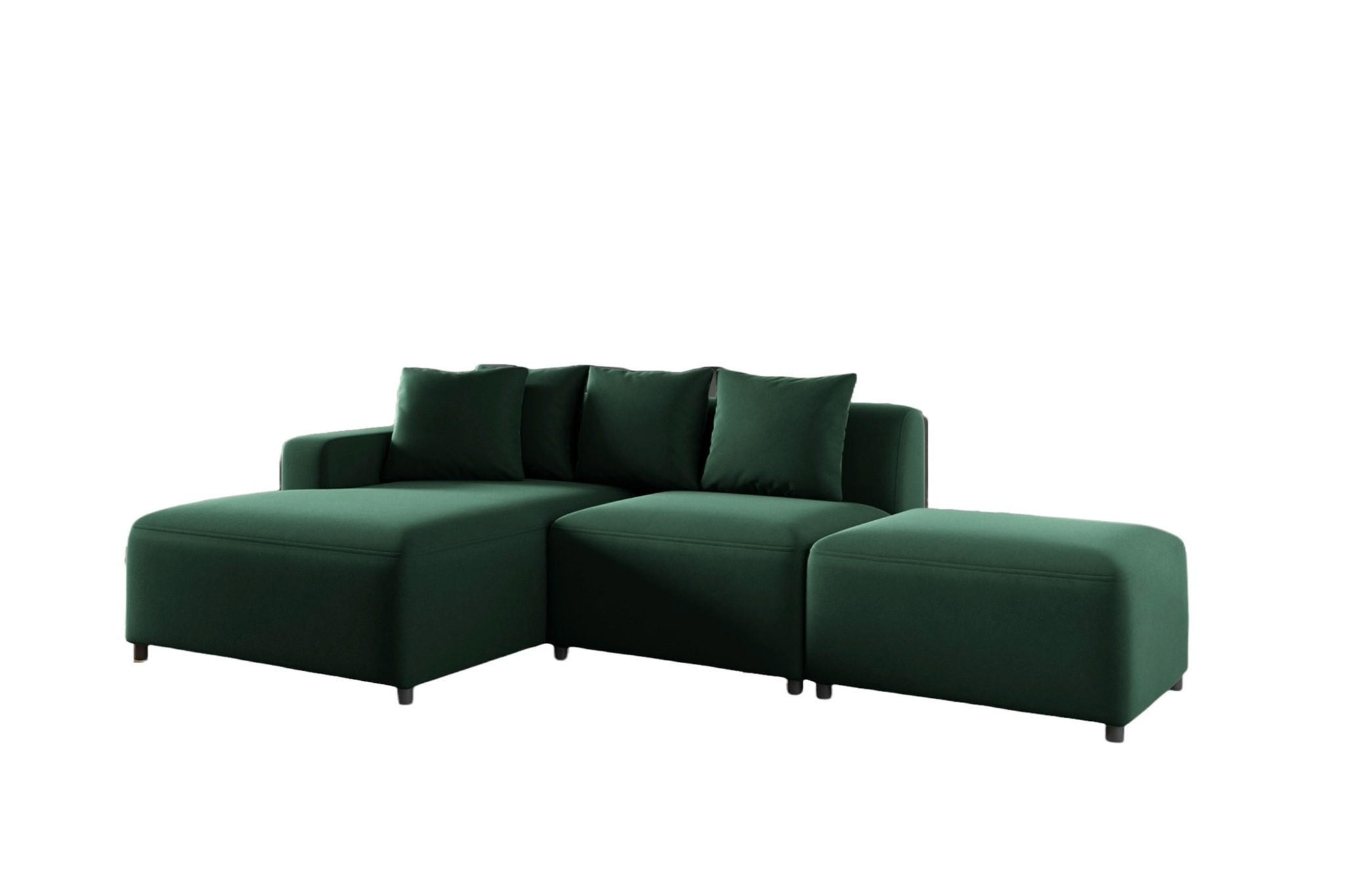 ECKSOFA Megan Xs In Stoff Salvador - Dunkelgrün, Holzwerkstoff/Textil (304/165cm) - Fun Möbel