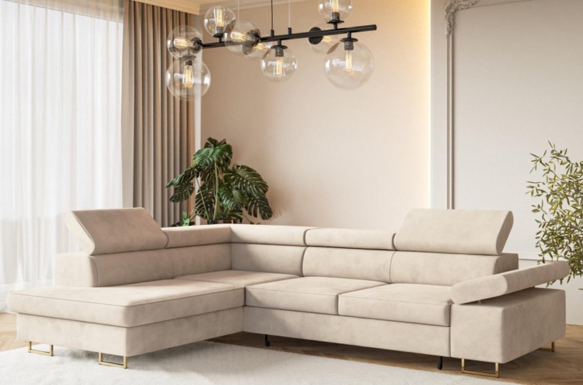 ECKSOFA Beige ALEX Mit Verstellbaren Kopfstützen Links - Beige, Textil (274/203cm) - Sepro Meble