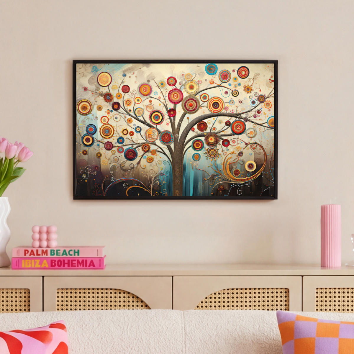 LEINWAND Bilder mit Rahmen - Baum - Baum des Lebens - Farbe - 60x40 - Braun, Textil (60/40cm) - MuchoWow