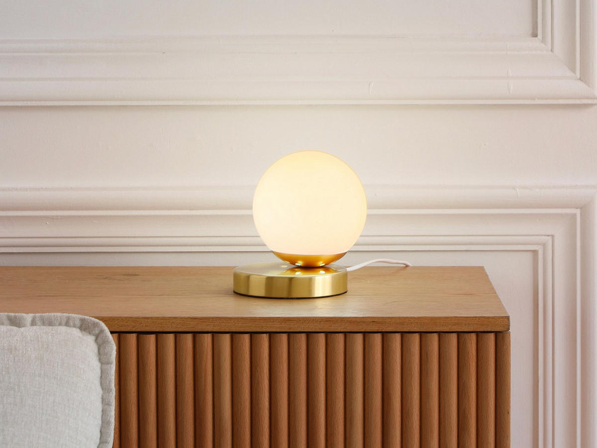 TISCHLAMPE - 16 cm x 16 cm - metall - weiß, goldfarben Sofia - Goldfarben/Weiß, Metall (16/16/15.5cm) - Vente-Unique