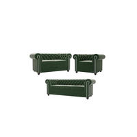 SITZGARNITUR mit Schlaffunktion 3+2+1 Chesterfield Nyx Flasche grün Samt - Smaragdgrün/Braun, Holz/Textil (203/72/86cm) - S-Style Möbel