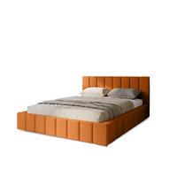 POLSTERBETT Menos 180x200 cm, Doppelbett mit Bettkasten und Lattenrost aus Holz, Velourstoff: Gelb - Orange, Holz/Textil (180/200cm) - Marpur