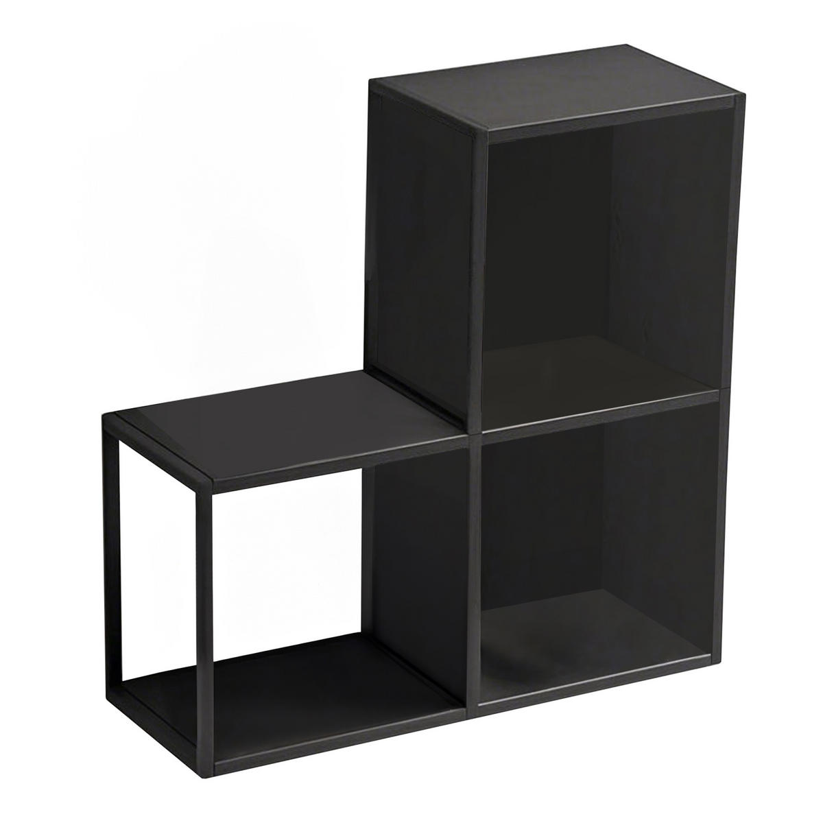 SADA NÁSTĚNNÝCH POLIC 3 KS Nostened - černá, kov (27.5/27.5/20cm) - [en.casa]