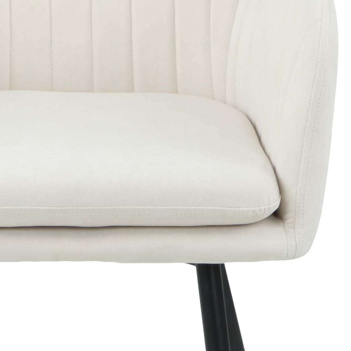 SESSELSTUHL Lia - Samtvelour Creme - Creme/Schwarz, Textil/Metall (56/80/62cm) - Möbel Stellbrink