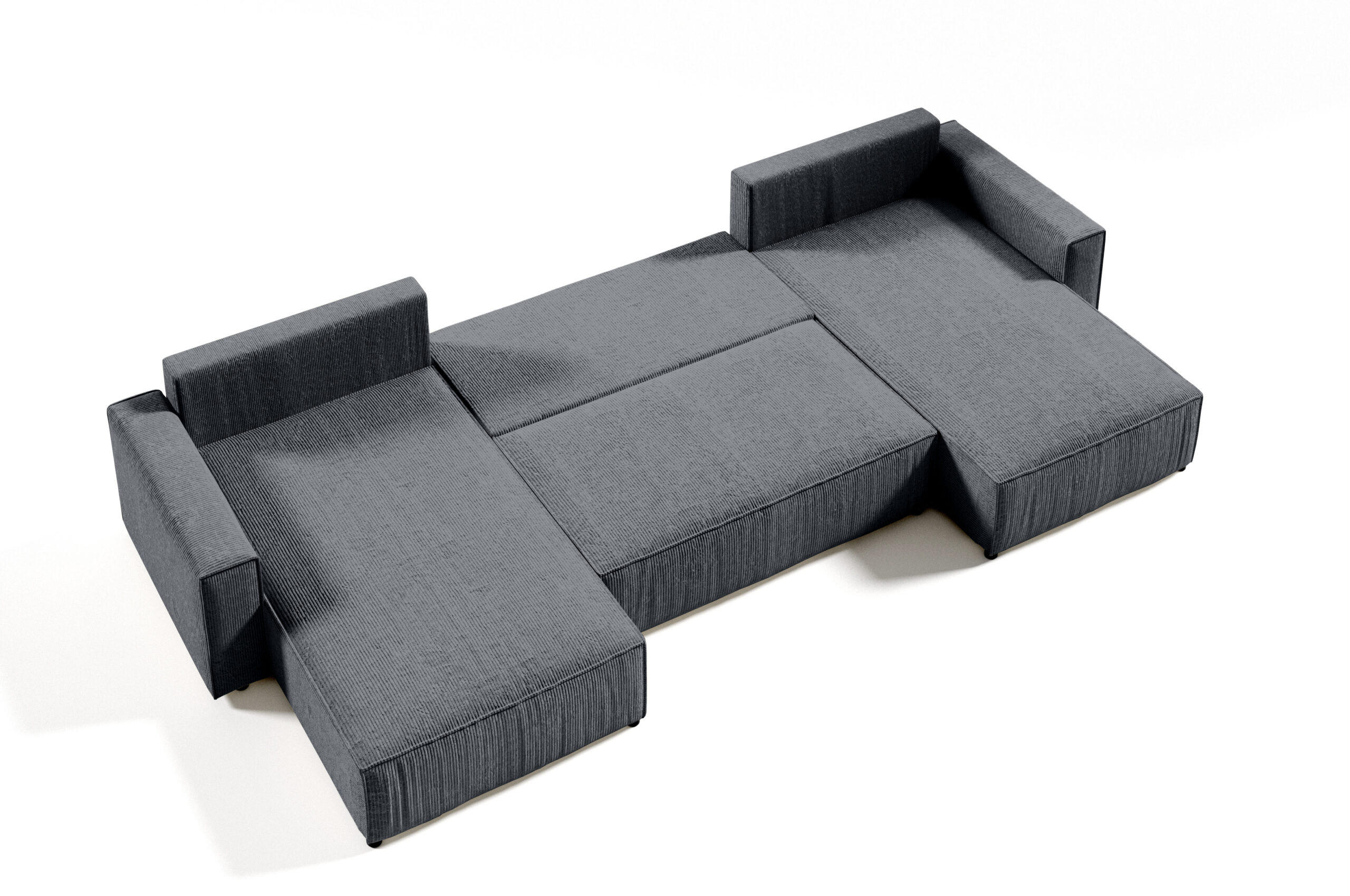 WOHNLANDSCHAFT Sekwana U Anthrazit - Anthrazit, Naturmaterialien (185/70/398cm) - Fedve