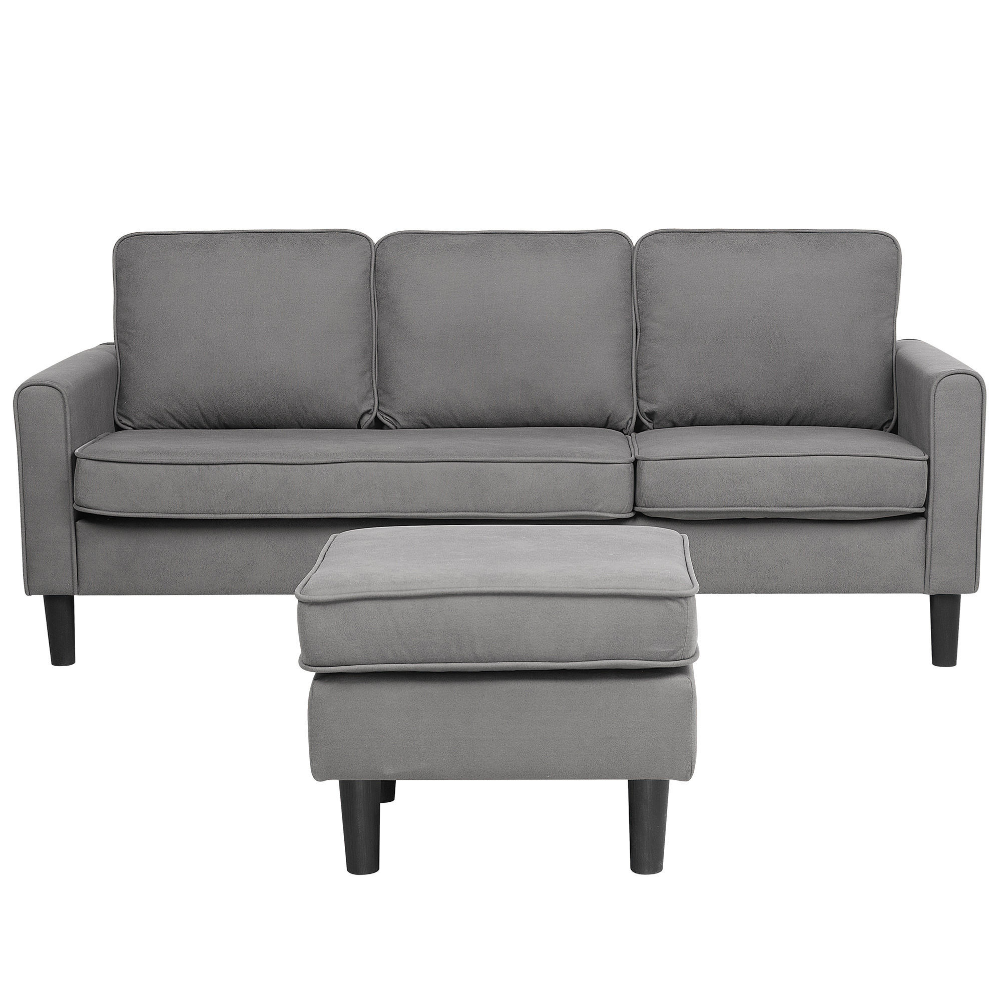3-SITZER-SOFA mit Ottomane Polsterbezug Grau Avesta - Hellgrau, Textil (186/85/74cm) - Beliani