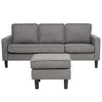 3-SITZER-SOFA mit Ottomane Polsterbezug Grau Avesta - Hellgrau, Textil (186/85/74cm) - Beliani