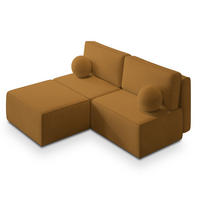 ROHOVÁ SEDAČKA VARNA žlutá - šedá/žlutá, dřevo/textil (196/158cm) - MASSENO