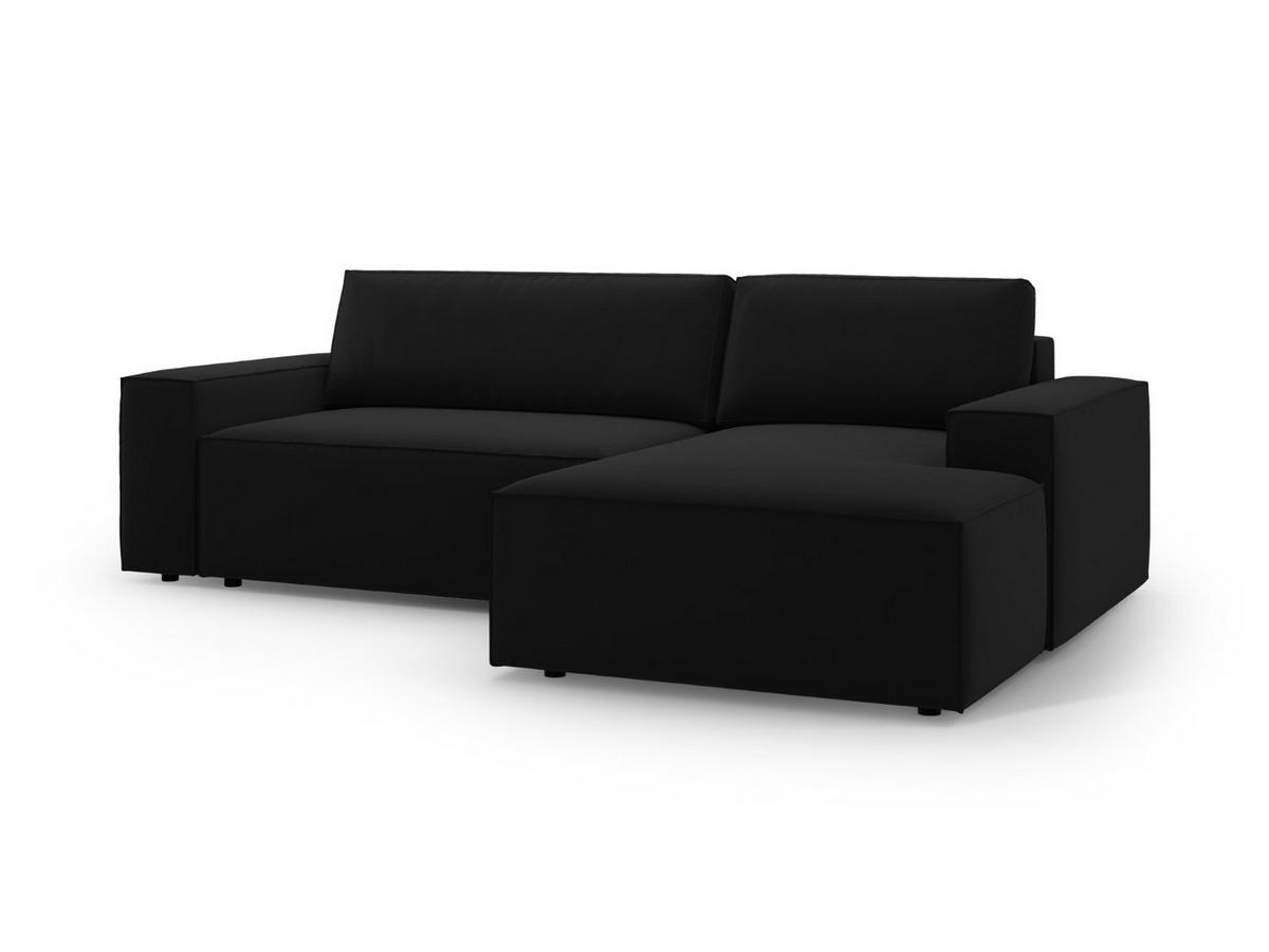 ECKSOFA ausklappbar rechts mit Container Jodie aus Samt schwarz 3 Sitzplätze - Schwarz, Textil (151/246cm) - Micadoni