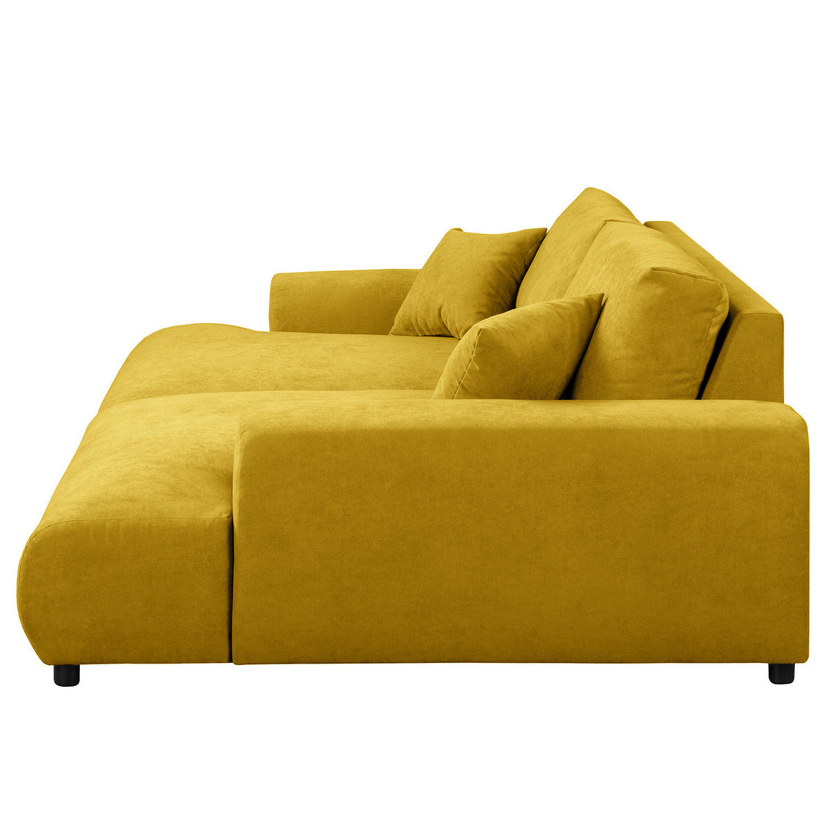BIGSOFA - Gelb/Schwarz, Kunststoff/Textil (237/79/144cm) - home24