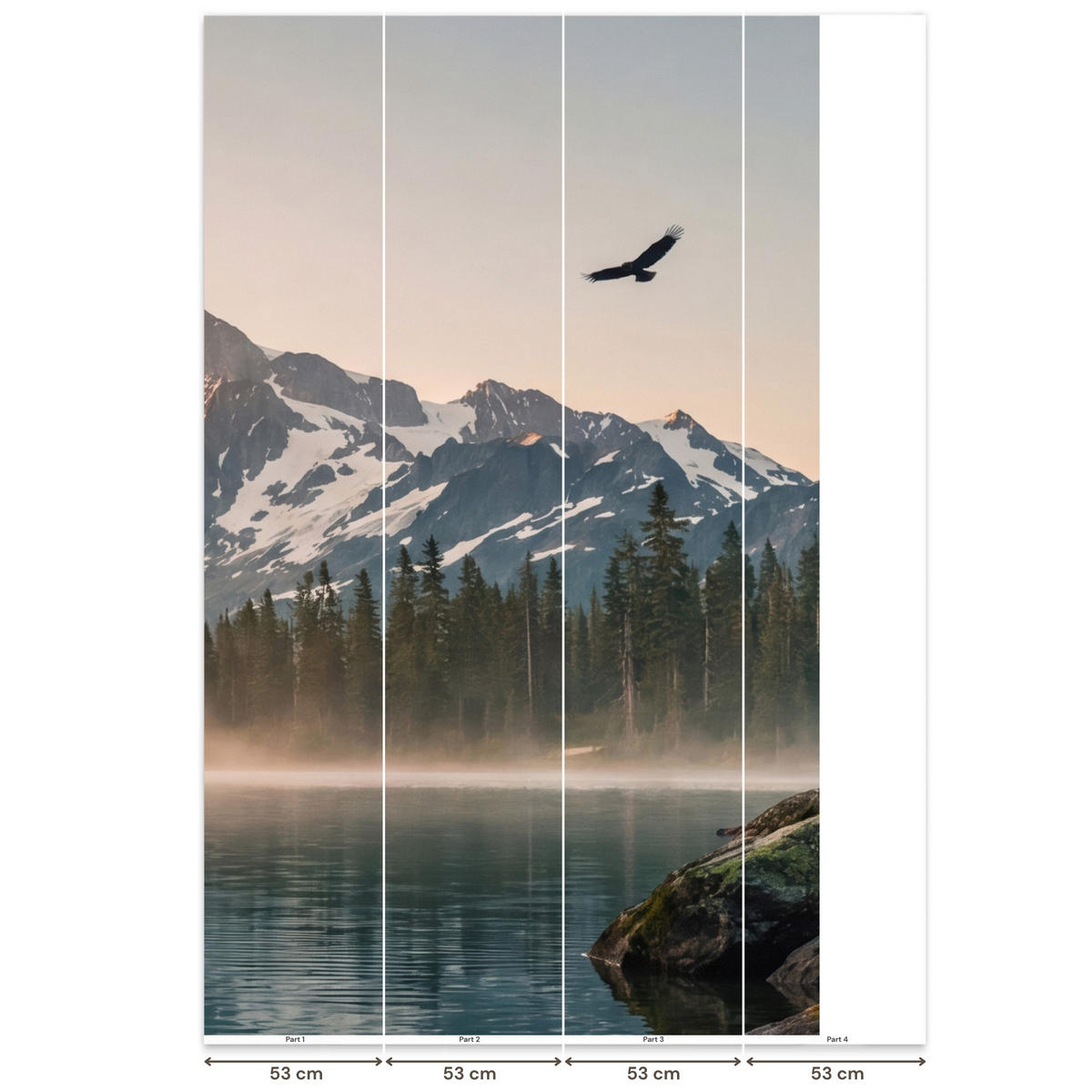 TAPETE - Berge - Wasser - Bäume - 160x280 cm - Multicolor, Papier (160/280cm) - OnlyWow