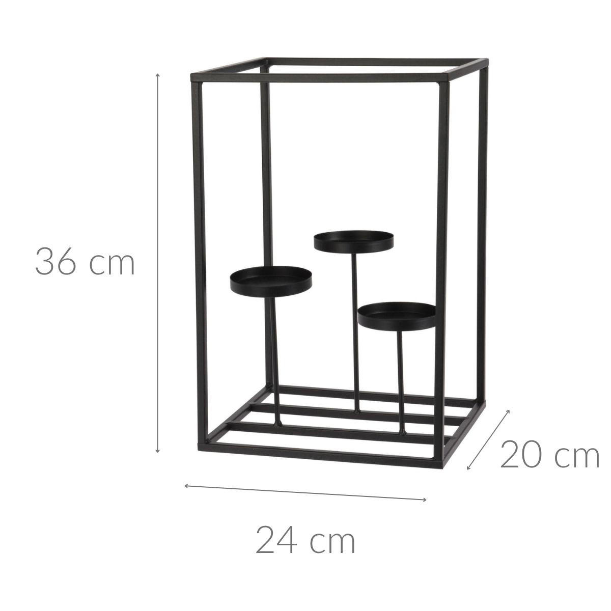 TEELICHTHALTER aus Metall 24/20/36 cm - Schwarz, Metall (36cm) - Home Styling Collection
