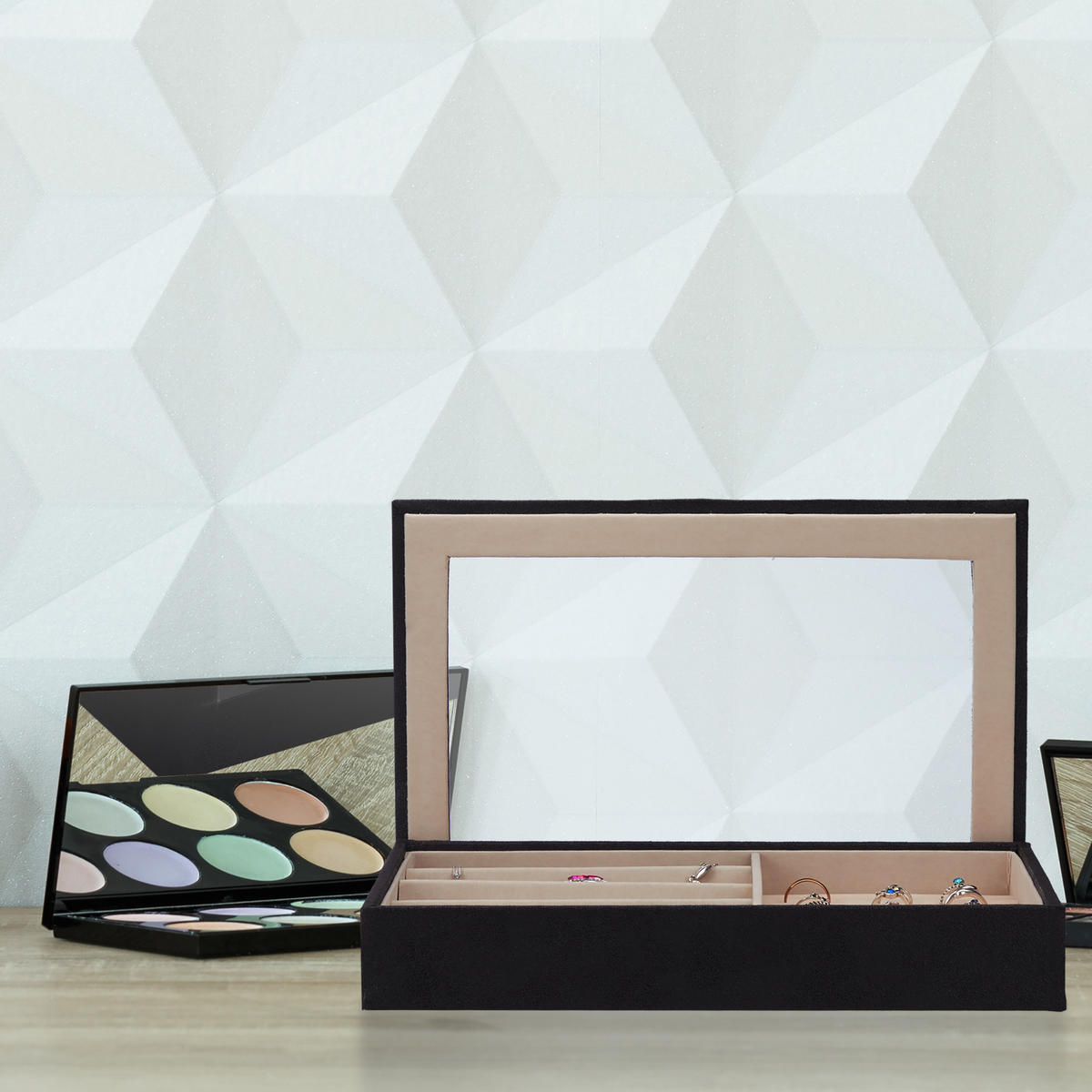 SCHMUCKKÄSTCHEN - Multicolor, Holzwerkstoff/Wellpappe (30/5/21cm) - Relaxdays