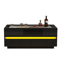 COUCHTISCH in Schwarz mit 4 Schubladen und LED-Beleuchtung für Wohnzimmer, B100/T50/H30 cm - Schwarz, Glas/Holzwerkstoff (50/100/40cm) - STILVORA