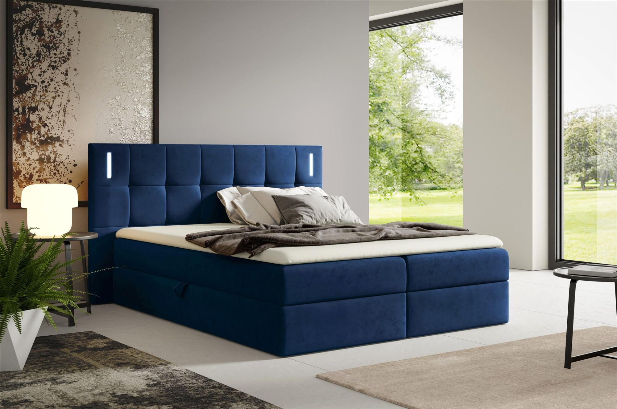 BOXBETT Martim - Blau, Holzwerkstoff/Textil (140/200cm) - Fun Möbel
