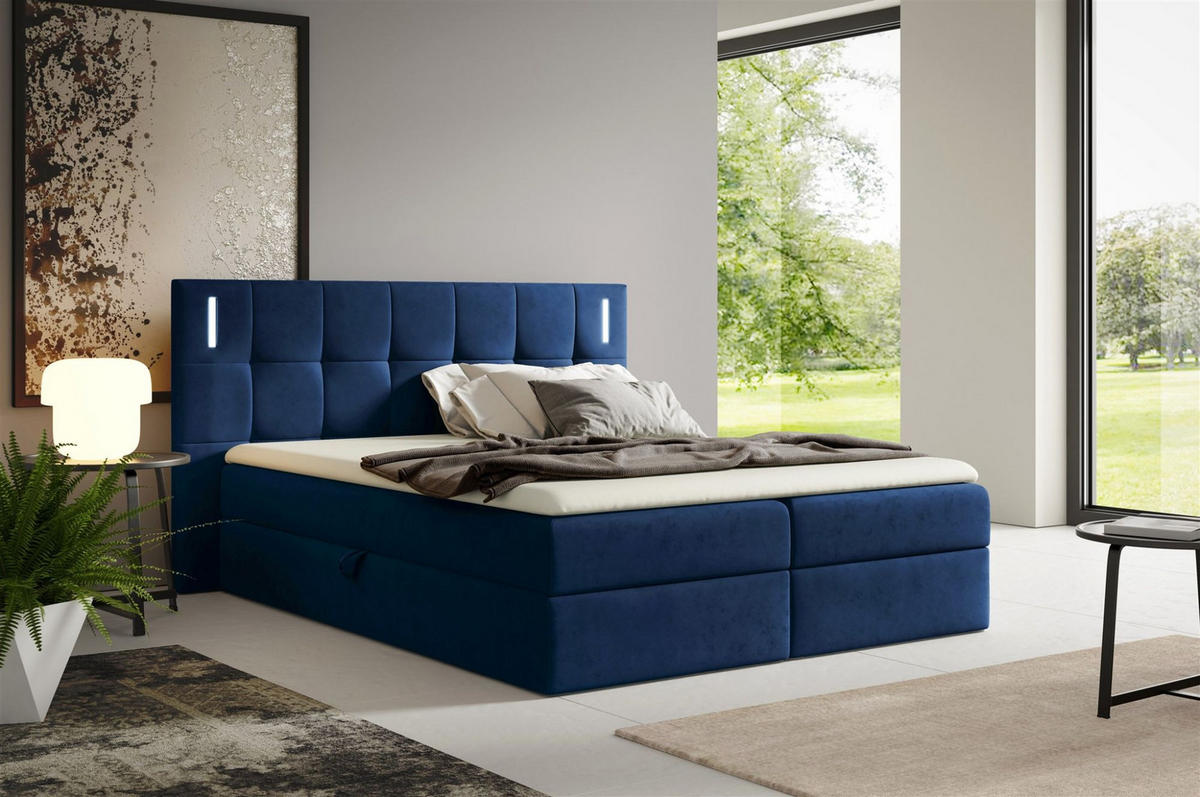 BOXBETT Martim Premium - Blau, Holzwerkstoff/Textil (160/200cm) - Fun Möbel