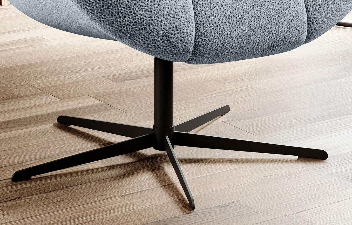 SESSEL SENSI Relaxstuhl mit 360° Drehung und Schwingfunktion – Lux-Schaumkissen, Hellgrau, 104x46x119 cm - Hellgrau/Schwarz, Holz/Textil (104/119/84cm) - DomoHome
