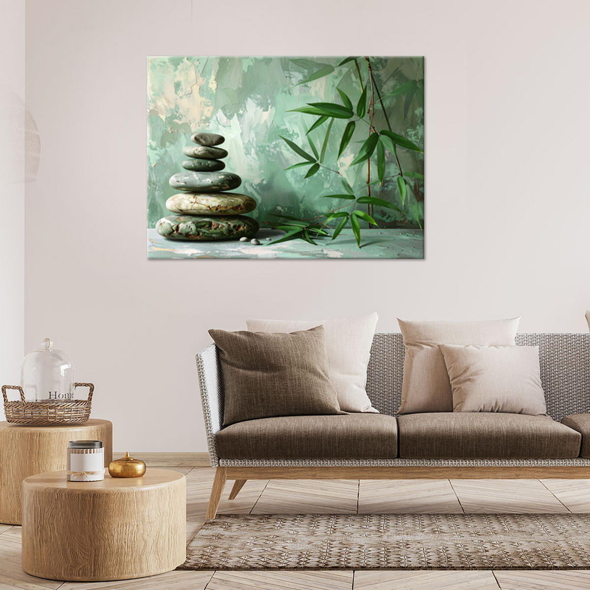 LEINWANDBILD Zen und Orientalisch 120x80cm - Grün, Textil (120/80cm) - Feeby