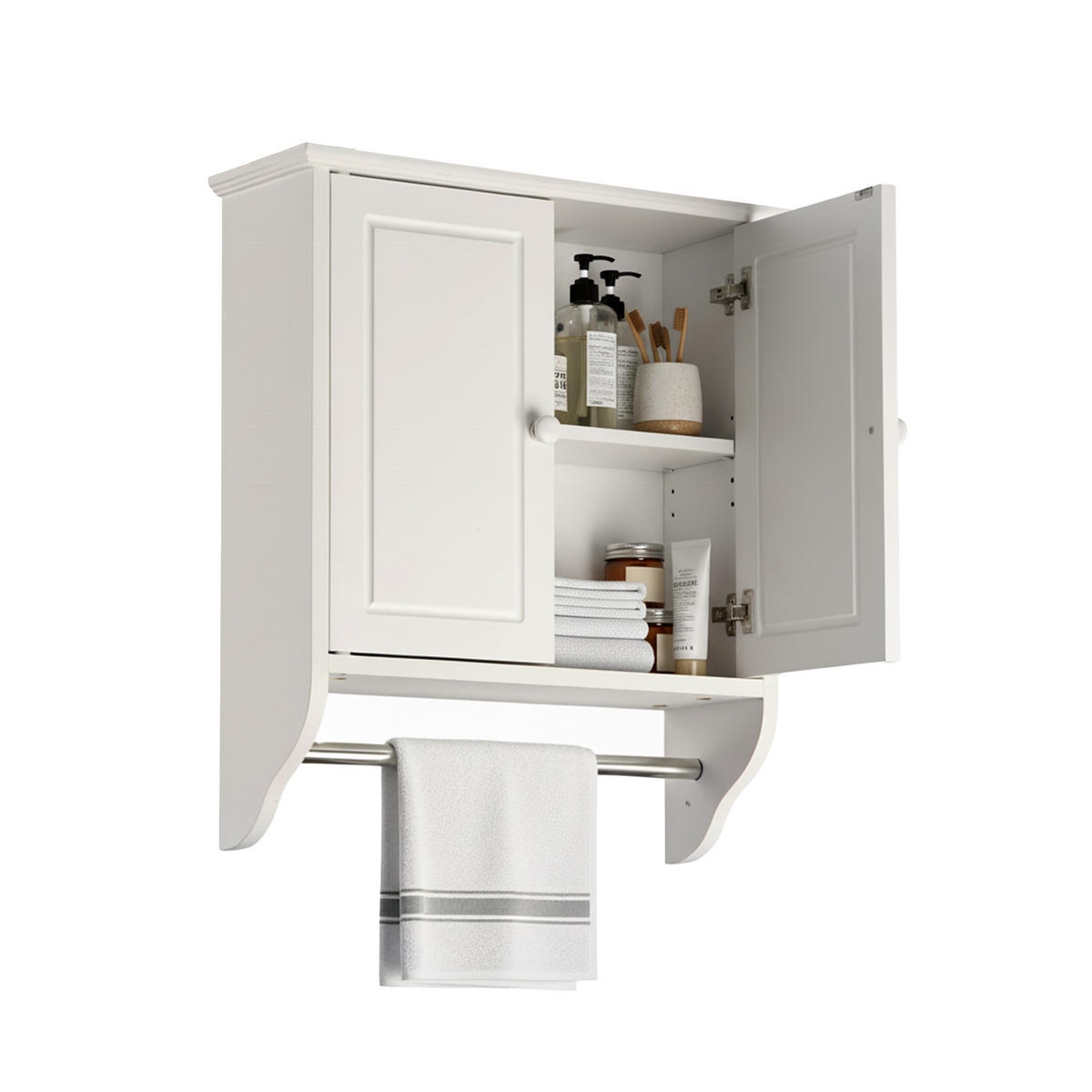 OMARICA - srebrne barve/bela, kovina/leseni material (48/55/16cm) - Relaxdays