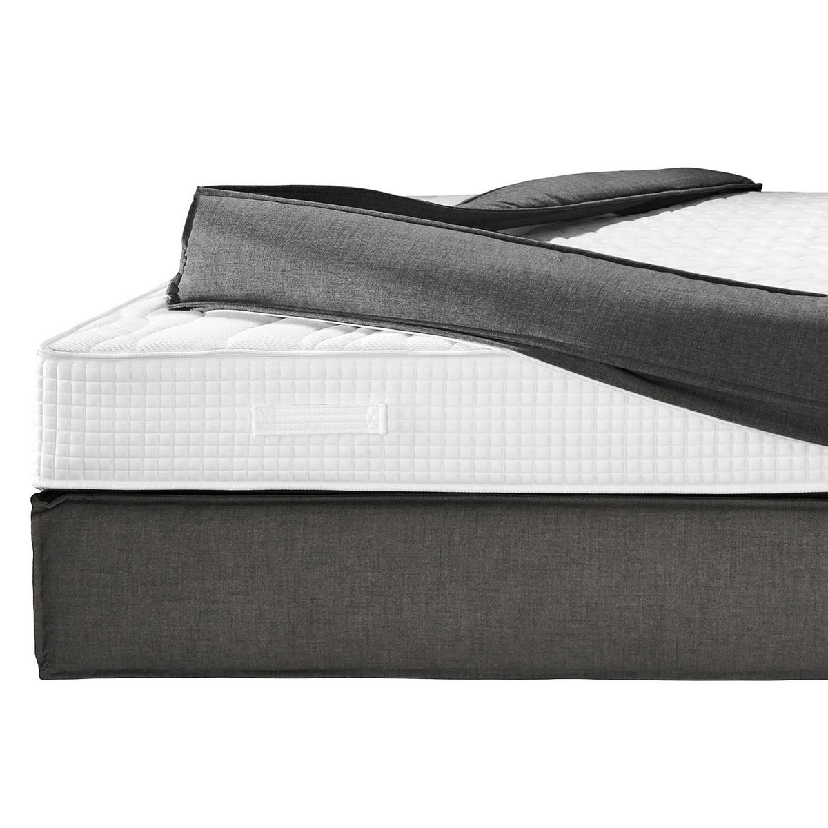 BOXSPRINGBETT mit Kopfteil - Premium - Anthrazit, Textil (140/220cm) - home24