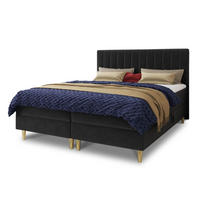 BOXBETT Gold - 160x200 - schwarz (Manila 18, Velvet) - Gelb/Schwarz, Holz/Holzwerkstoff (160/200cm) - Sofnet