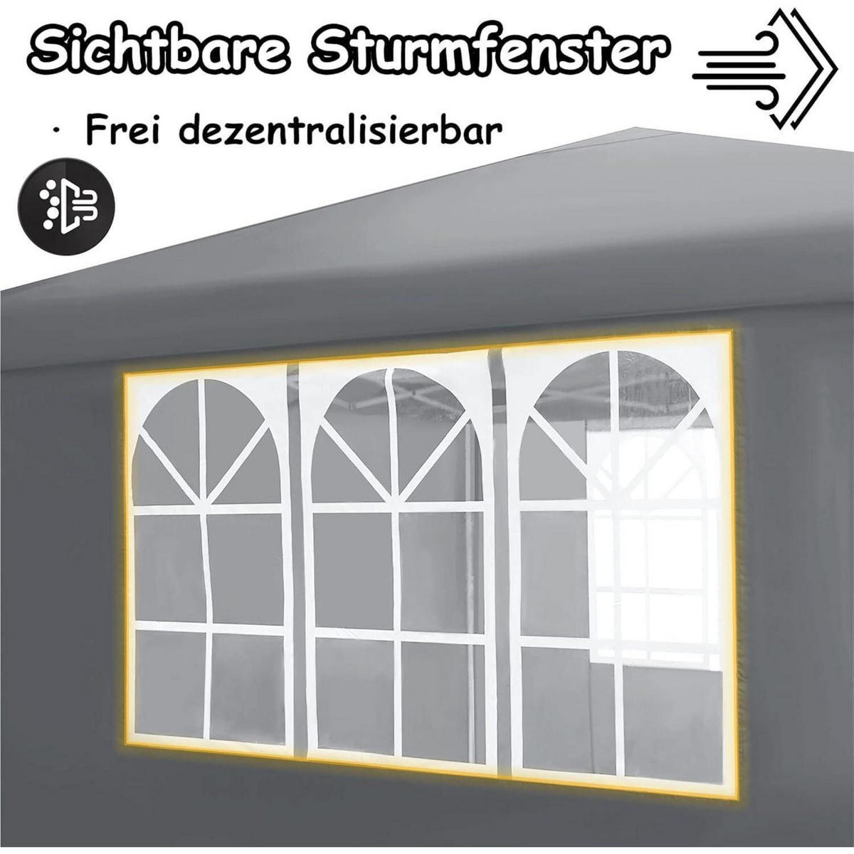 FALTPAVILLON 2,5 x 2,5 m mit Seitenteilen Grau - Grau, Textil (250/260/250cm)