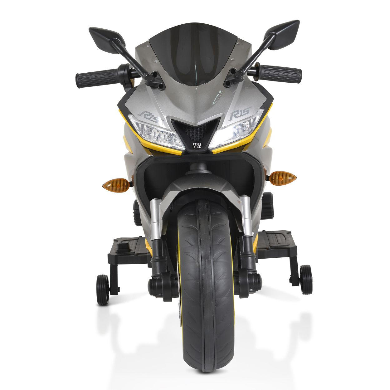 ELEKTROMOTORRAD Motocross grau MP3-Funktion Bluetooth Stützräder Lichter - Grau, Kunststoff (120/60/74cm) - Moni