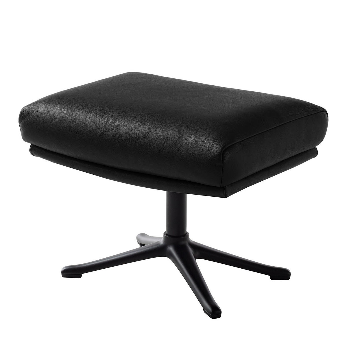 HOCKER mit Kreuzfuß - Schwarz, Leder (54/41/41cm) - home24