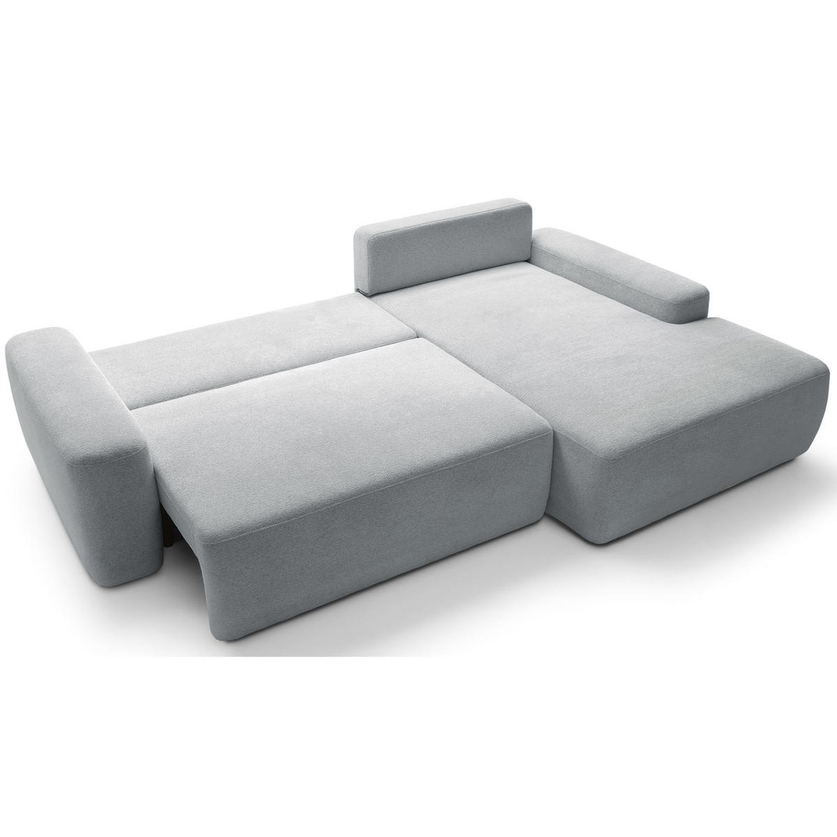 ECKSOFA Baleo Hellgrau Chenille-Bezug - Hellgrau/Schwarz, Kunststoff/Textil (264/162cm) - Selsey