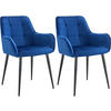 ESSZIMMERSTUHL 2er Set Samt Dunkelblau - Schwarz/Dunkelblau, Textil/Metall (58/86/62cm) - CLP