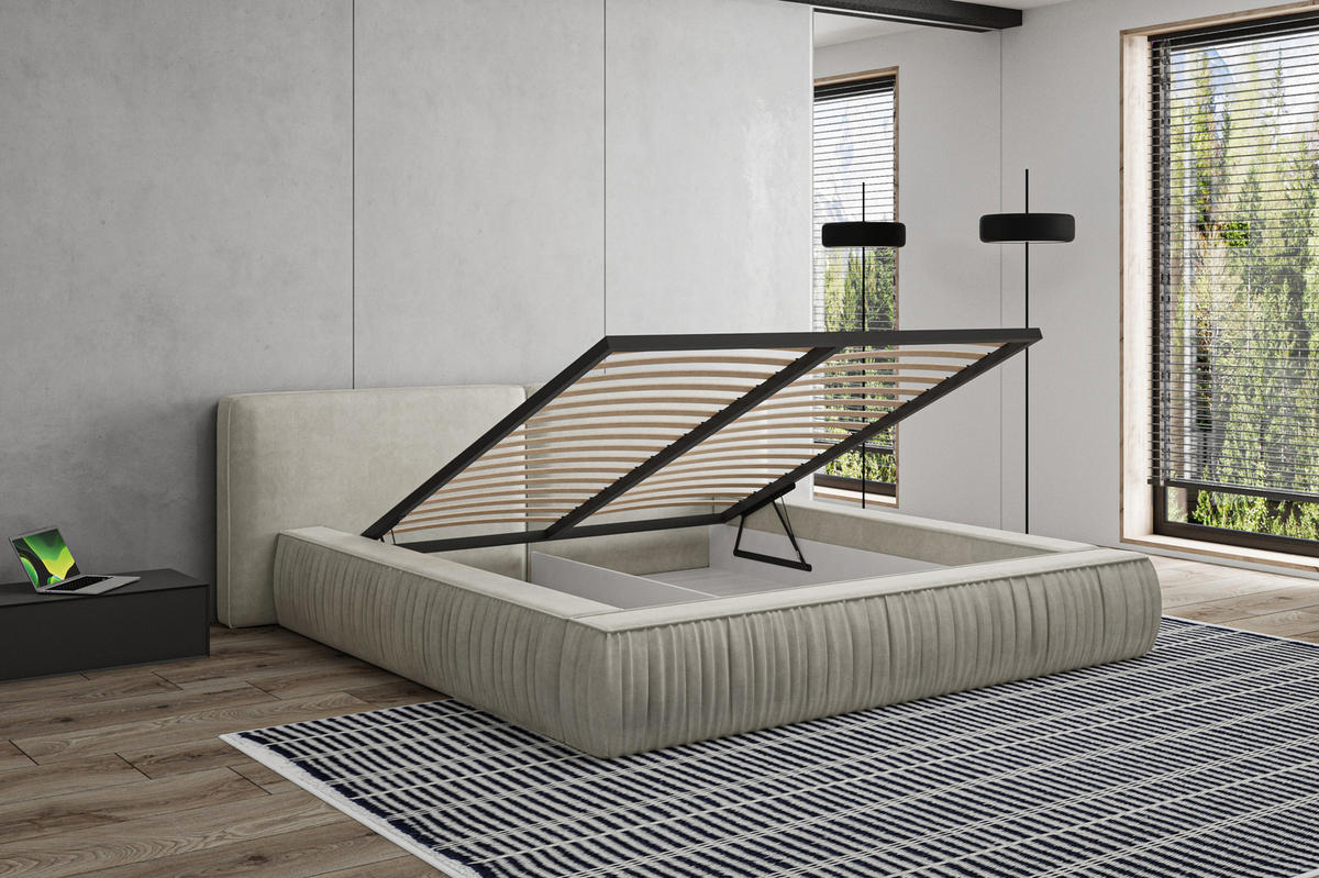 POLSTERBETT - Bett 08 - 180x200 - Beige (Riviera 21) - Beige, Holzwerkstoff (180/200cm) - Möblo