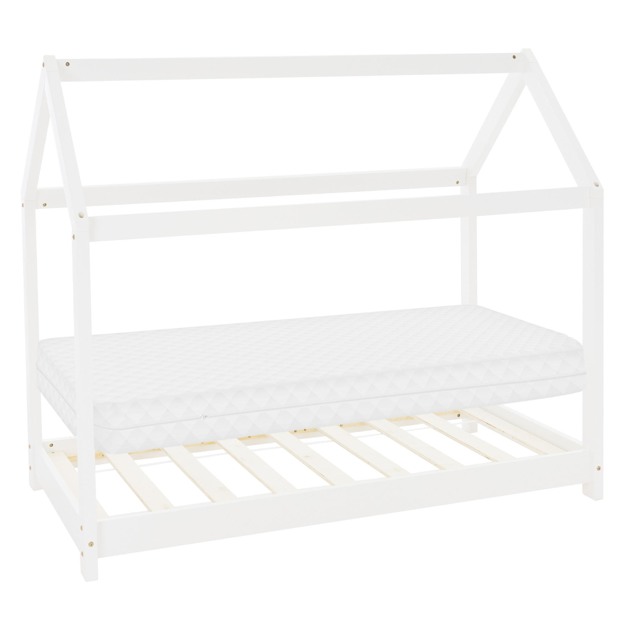 KINDERBETT mit Dach und Matratze 80x160 cm Weiß - Weiß, Holz (80/160cm) - ML-DESIGN